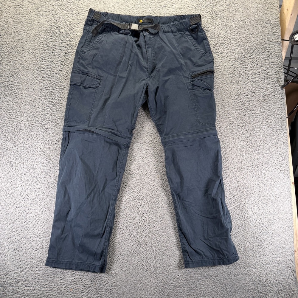 BC‎ Clothing Pant Men's XXL Blue Cotton Cargo Straight Leg Convertible Stretch